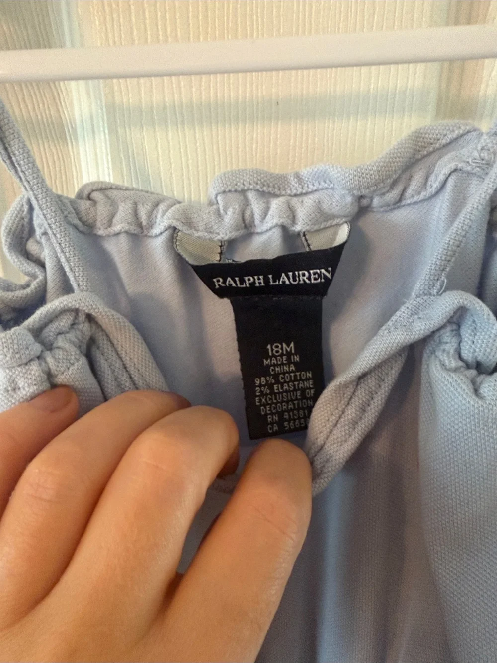 Ralph Lauren Light Blue Bubble Romper 18m